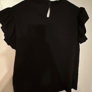 SHEIN Black Ruffle Sleeve Blouse